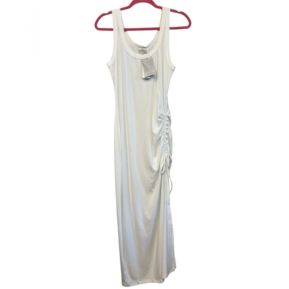 L*SPACE Sandpiper White Sleeveless Cover-up Dress with Ruched Side - Picture 2 of 10